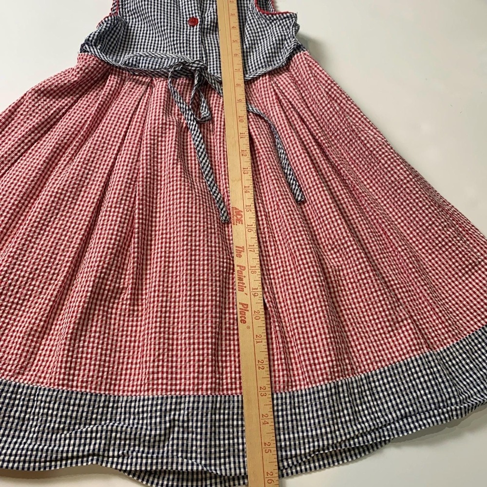 Vintage Growing Up Lord And Taylor Red And Blue Gingham Sleeveless Dress Girls M - Picture 6 of 10
